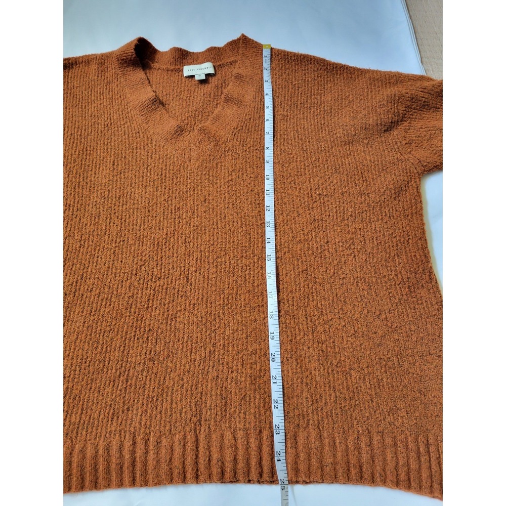 Free Assembly V-Neck Women's Sweater Knit Long Sleeves Orange/ Rust Size XL - Picture 7 of 11